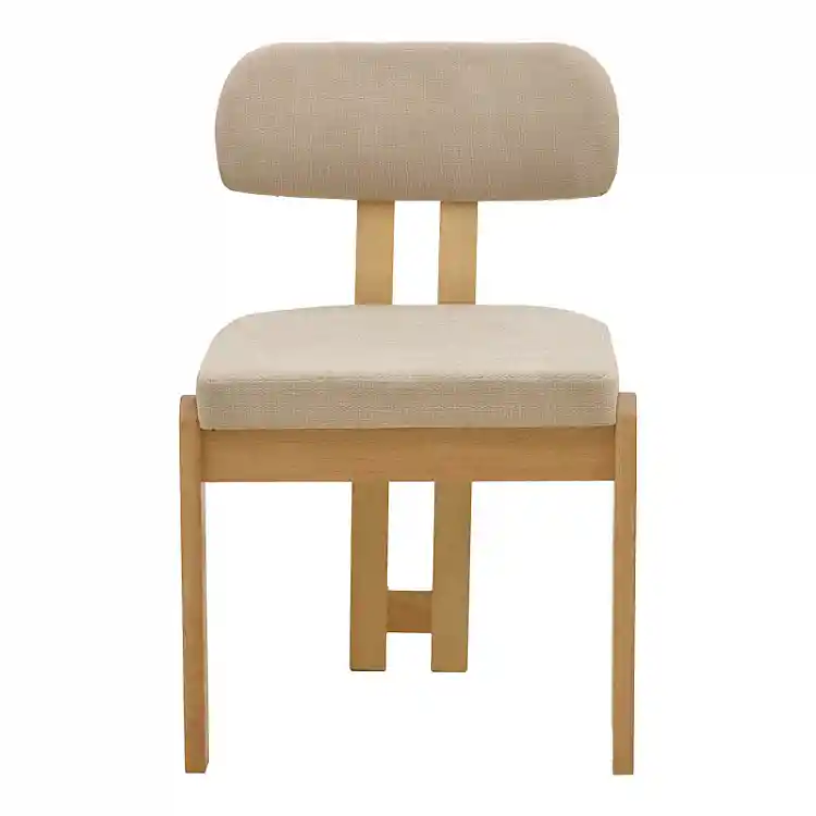 Καρέκλα Genoa pakoworld sonoma rubberwood και μπεζ ύφασμα 50x43x82εκ | 2 τμχ
