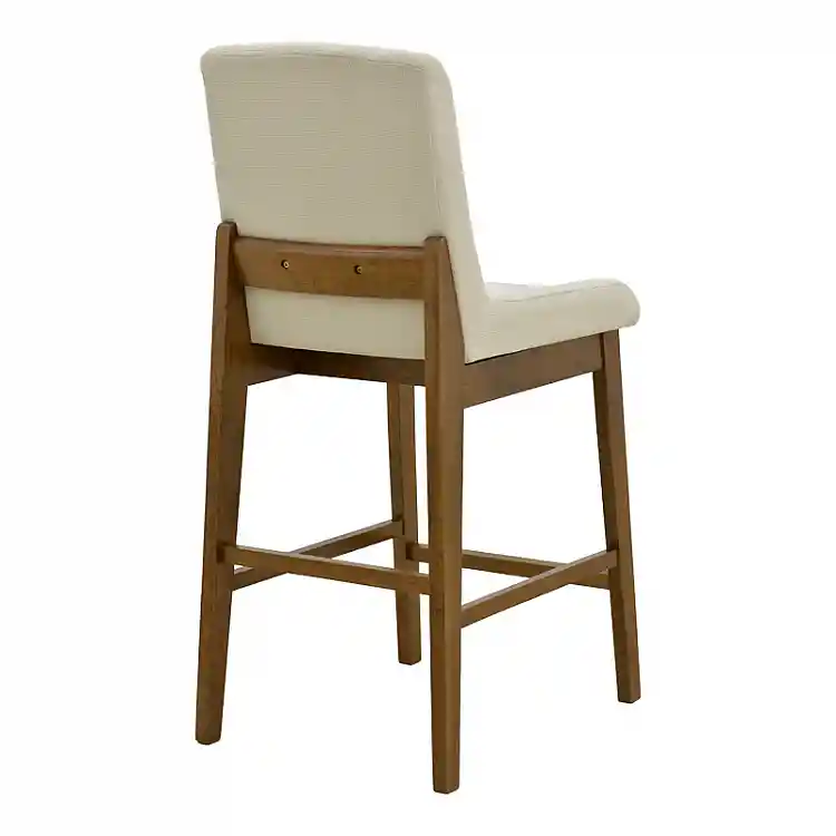 Σκαμπό μπαρ Dalby pakoworld καρυδί rubberwood και εκρού ύφασμα 50x45x102,5εκ | 2 τμχ