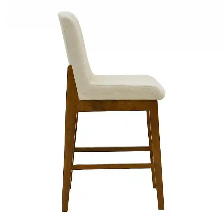Σκαμπό μπαρ Dalby pakoworld καρυδί rubberwood και εκρού ύφασμα 50x45x102,5εκ | 2 τμχ