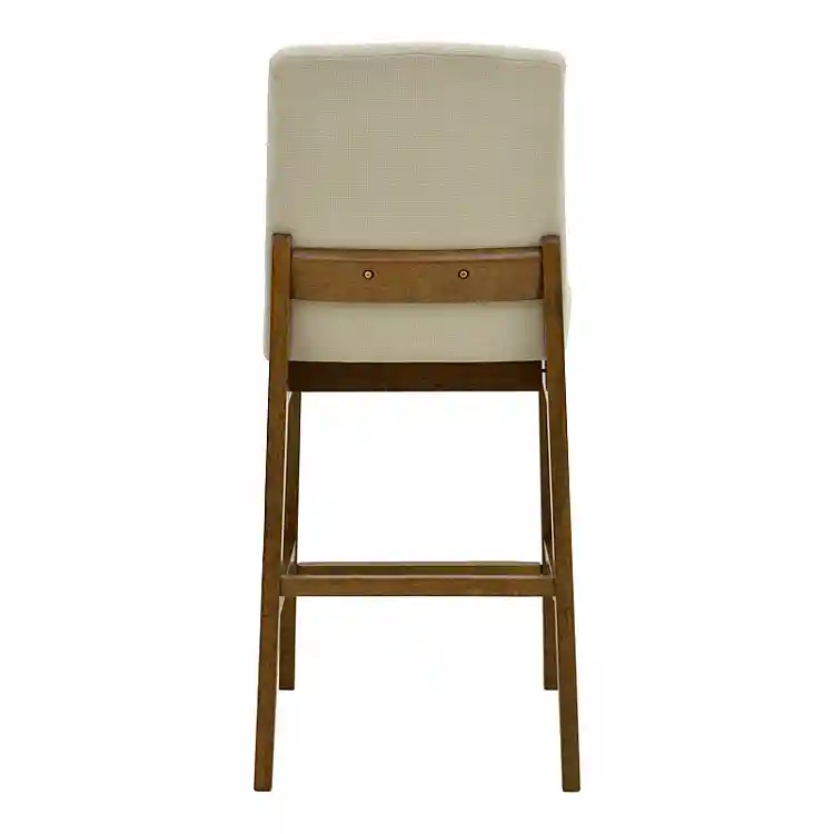 Σκαμπό μπαρ Dalby pakoworld καρυδί rubberwood και εκρού ύφασμα 50x45x102,5εκ | 2 τμχ
