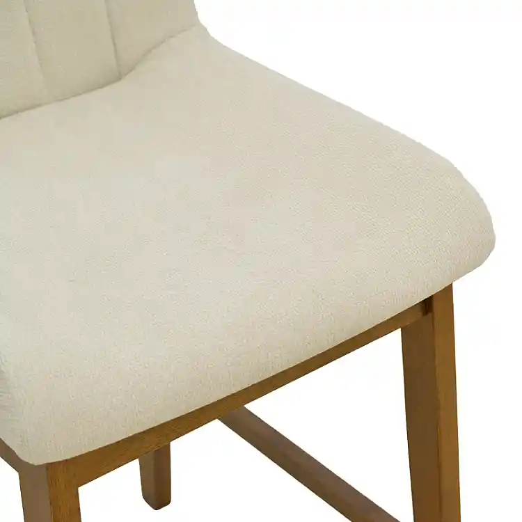 Σκαμπό μπαρ Dalby pakoworld καρυδί rubberwood και εκρού ύφασμα 50x45x102,5εκ | 2 τμχ