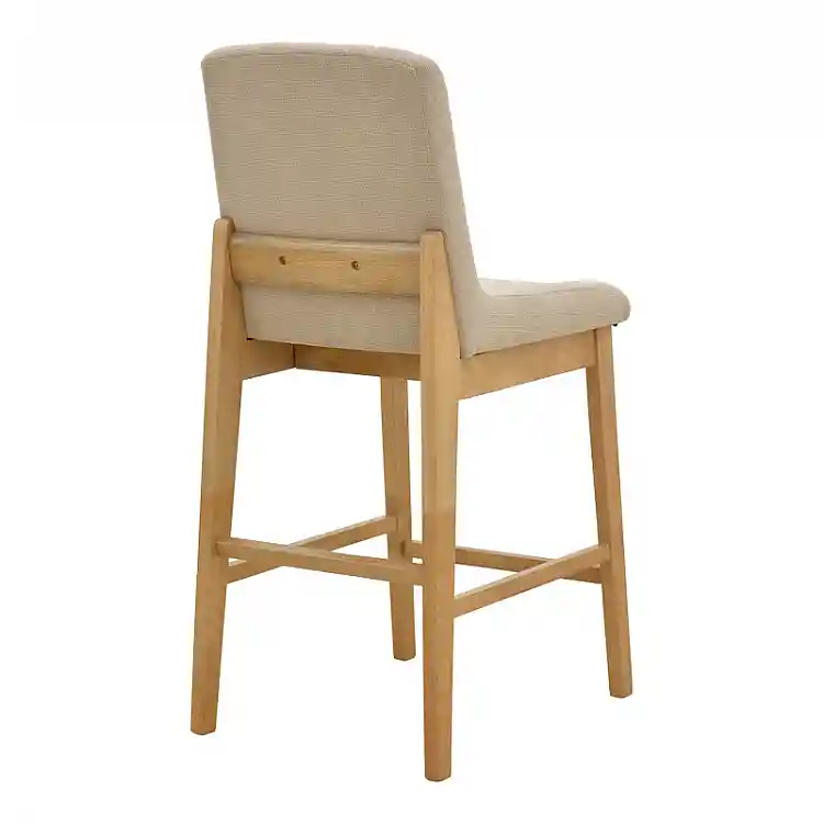 Σκαμπό μπαρ Dalby pakoworld sonoma rubberwood και μπεζ ύφασμα 50x45x102,5εκ | 2 τμχ
