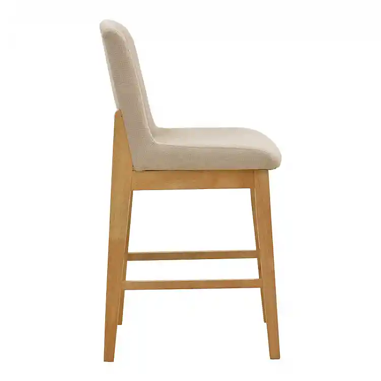 Σκαμπό μπαρ Dalby pakoworld sonoma rubberwood και μπεζ ύφασμα 50x45x102,5εκ | 2 τμχ
