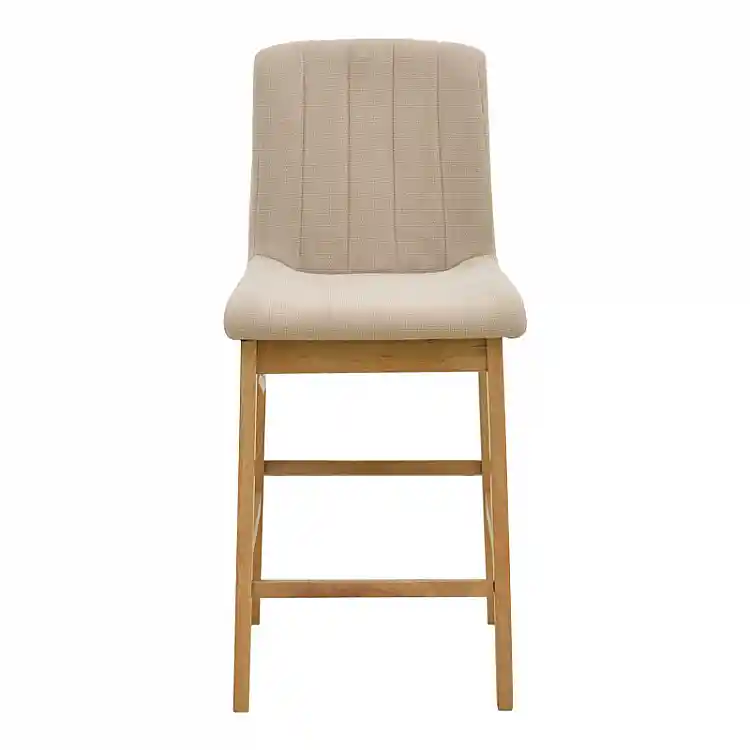 Σκαμπό μπαρ Dalby pakoworld sonoma rubberwood και μπεζ ύφασμα 50x45x102,5εκ | 2 τμχ