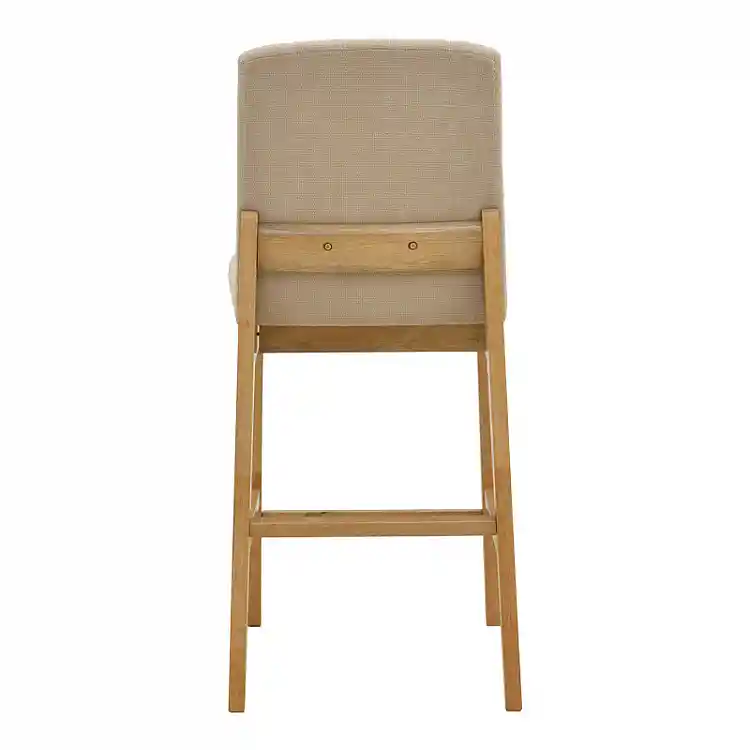 Σκαμπό μπαρ Dalby pakoworld sonoma rubberwood και μπεζ ύφασμα 50x45x102,5εκ | 2 τμχ