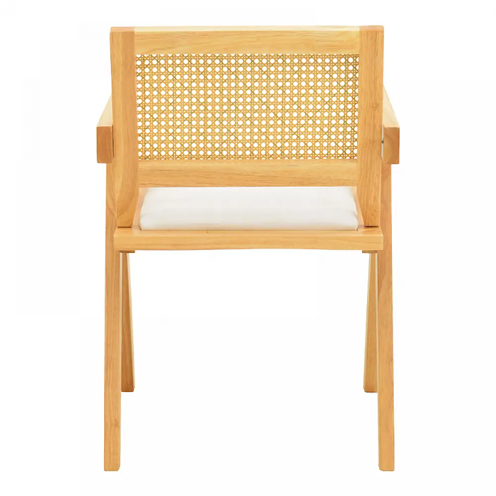 Πολυθρόνα Winslow pakoworld rubberwood σε φυσική απόχρωση-ύφασμα λευκό 51x54x80εκ