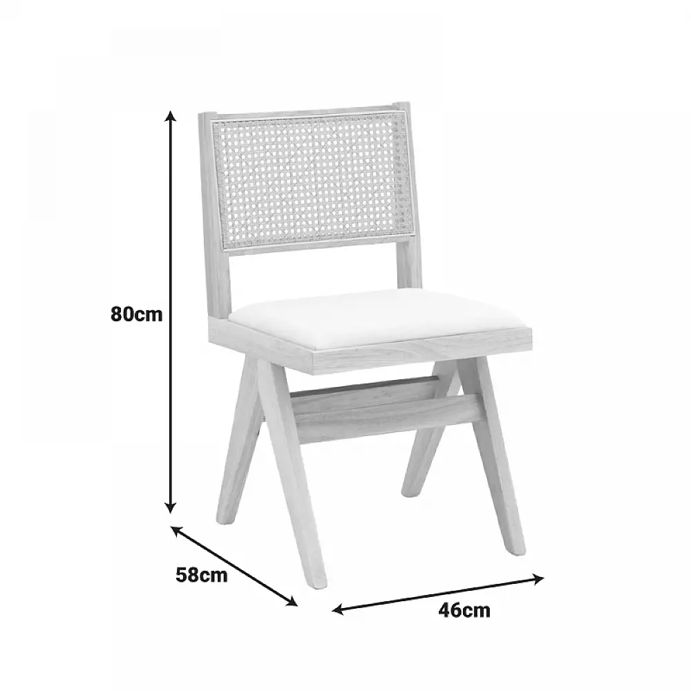 Καρέκλα Winslow pakoworld rubberwood σε φυσική απόχρωση-ύφασμα λευκό 46x58x80εκ