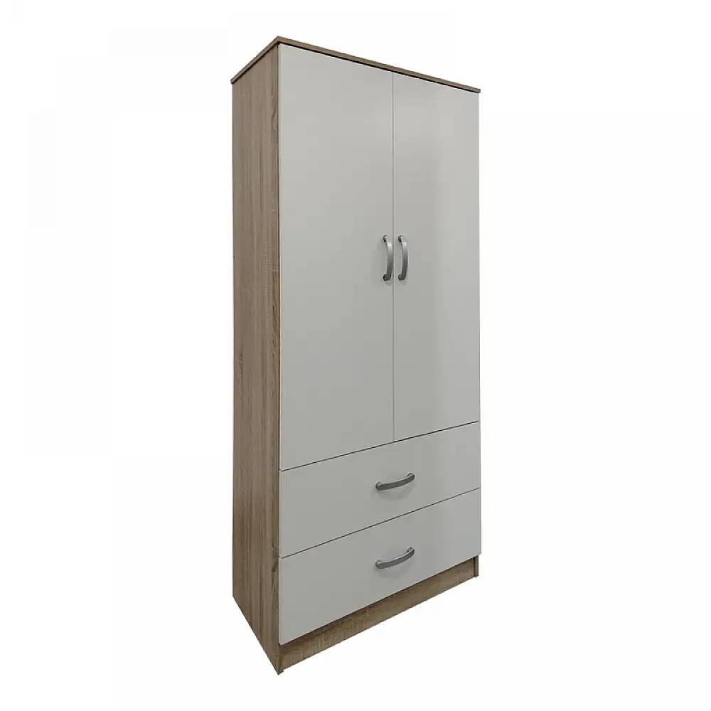 Ντουλάπα δίφυλλη με 2 συρτάρια Lego pakoworld σε sonoma-λευκή απόχρωση 80x42x180εκ