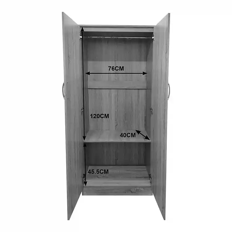 Ντουλάπα δίφυλλη Athos pakoworld σε wenge απόχρωση 80x42x180εκ