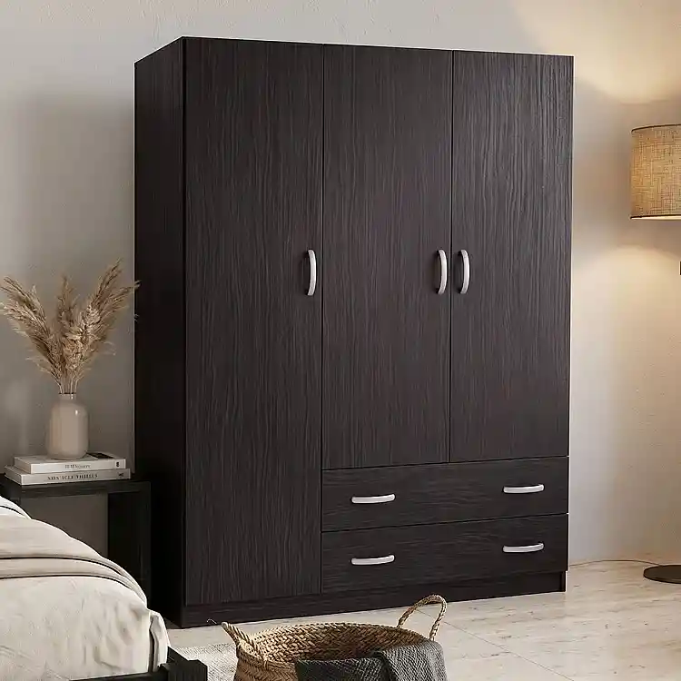 Ντουλάπα τρίφυλλη με 2 συρτάρια Alvia pakoworld wenge150x51x180εκ