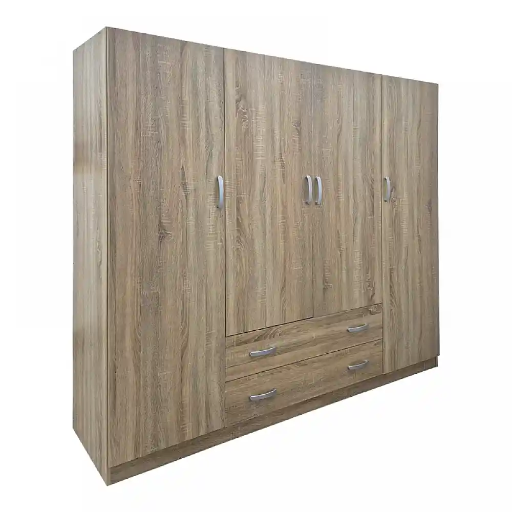 Ντουλάπα τετράφυλλη με 2 συρτάρια Alvia pakoworld sonoma 200x51x180εκ