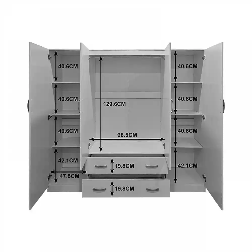 Ντουλάπα τετράφυλλη με 2 συρτάρια Alvia pakoworld sonoma 200x51x180εκ