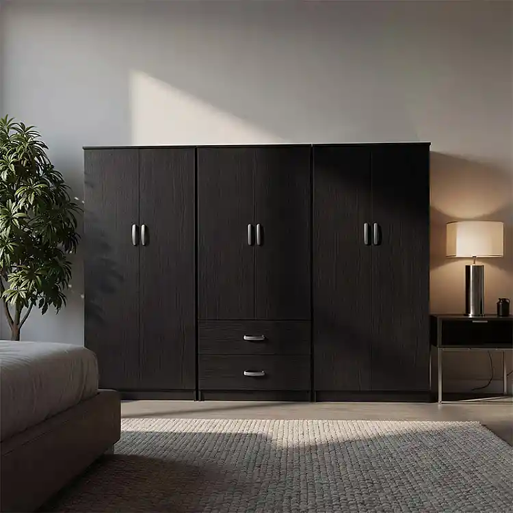 Ντουλάπα εξάφυλλη Athos Ι pakoworld wenge 240x42x180εκ