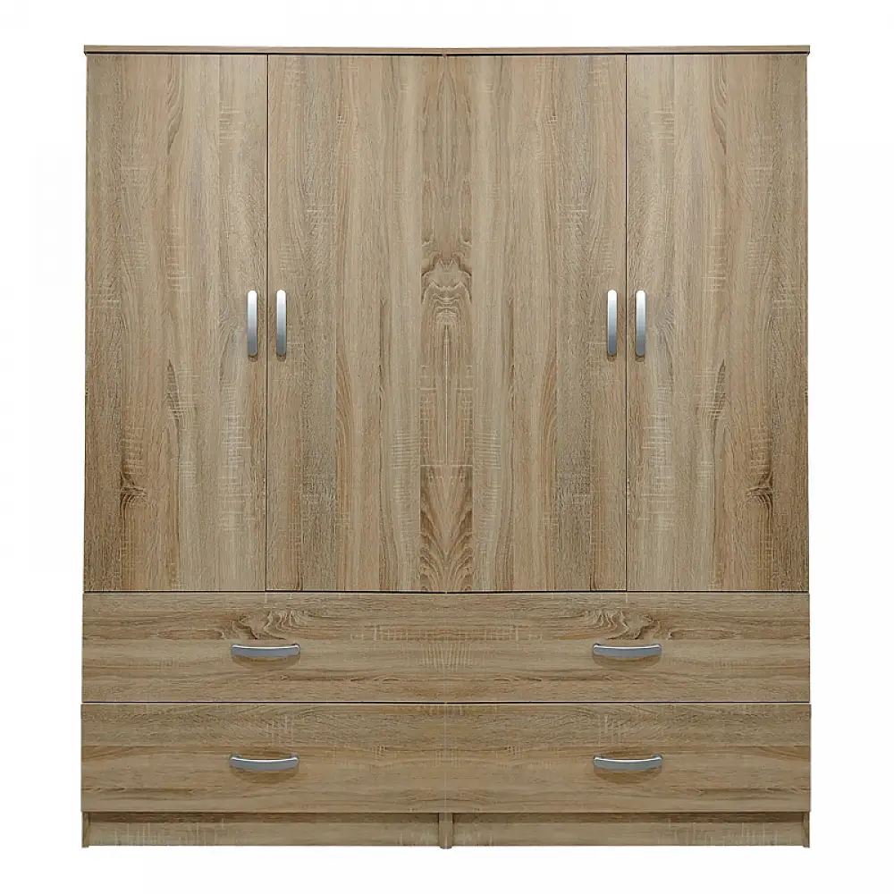 Ντουλάπα τετράφυλλη με συρτάρια Lego pakoworld sonoma 160x42x180εκ