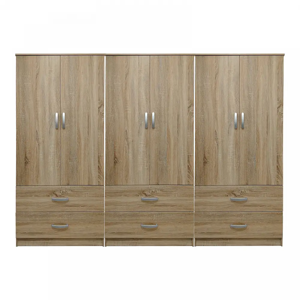 Ντουλάπα εξάφυλλη με συρτάρια Lego pakoworld sonoma 240x42x180εκ