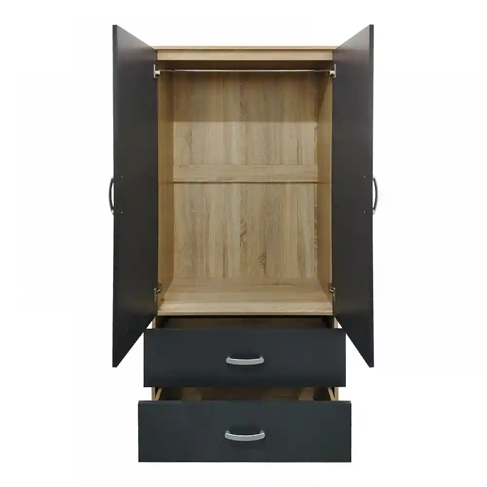 Ντουλάπα πεντάφυλλη Athos pakoworld sonoma-ανθρακί 170x42x180εκ