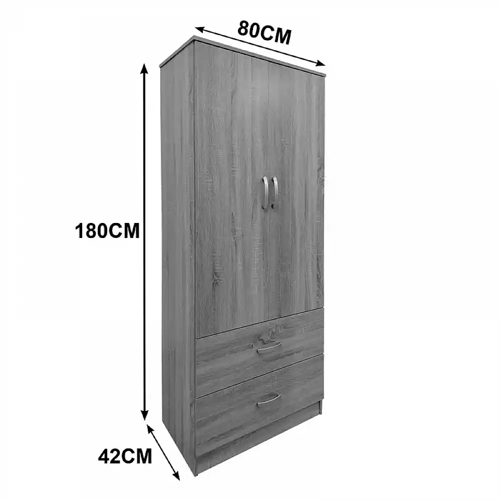 Ντουλάπα πεντάφυλλη Athos pakoworld sonoma-ανθρακί 170x42x180εκ