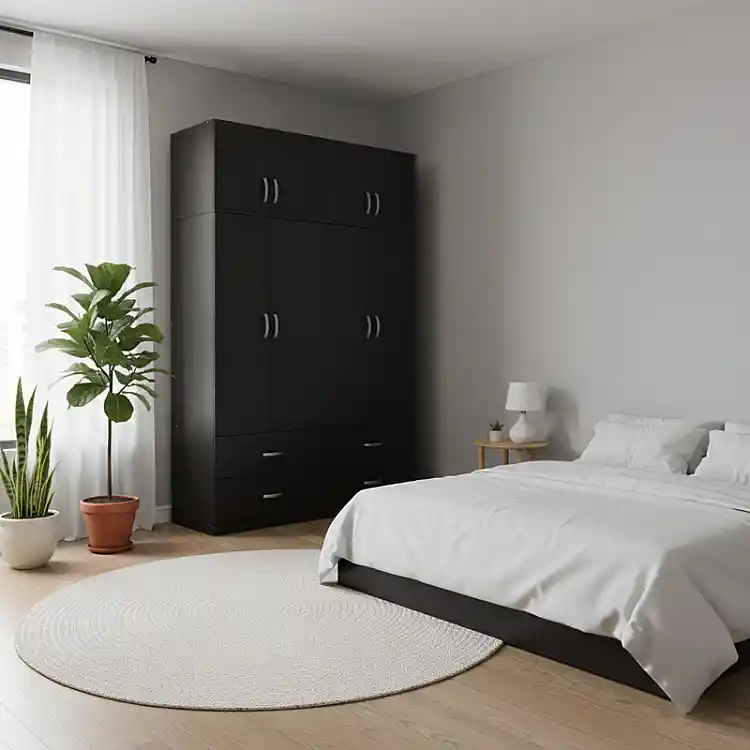 Ντουλάπα τετράφυλλη με πατάρι Athos pakoworld wenge 160x42x240εκ