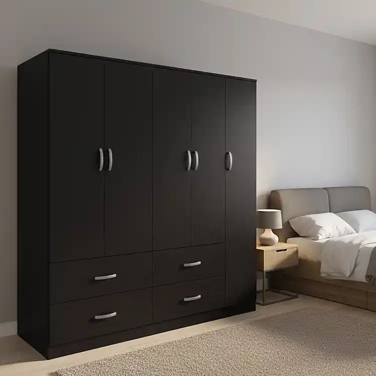 Ντουλάπα πεντάφυλλη με πατάρι Athos pakoworld wenge 170x42x240εκ