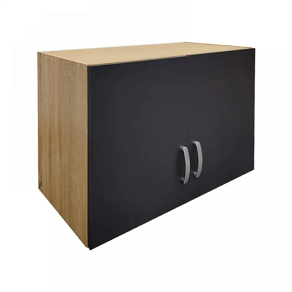 Ντουλάπα εξάφυλλη με πατάρι Athos I pakoworld sonoma-ανθρακί 240x42x240εκ