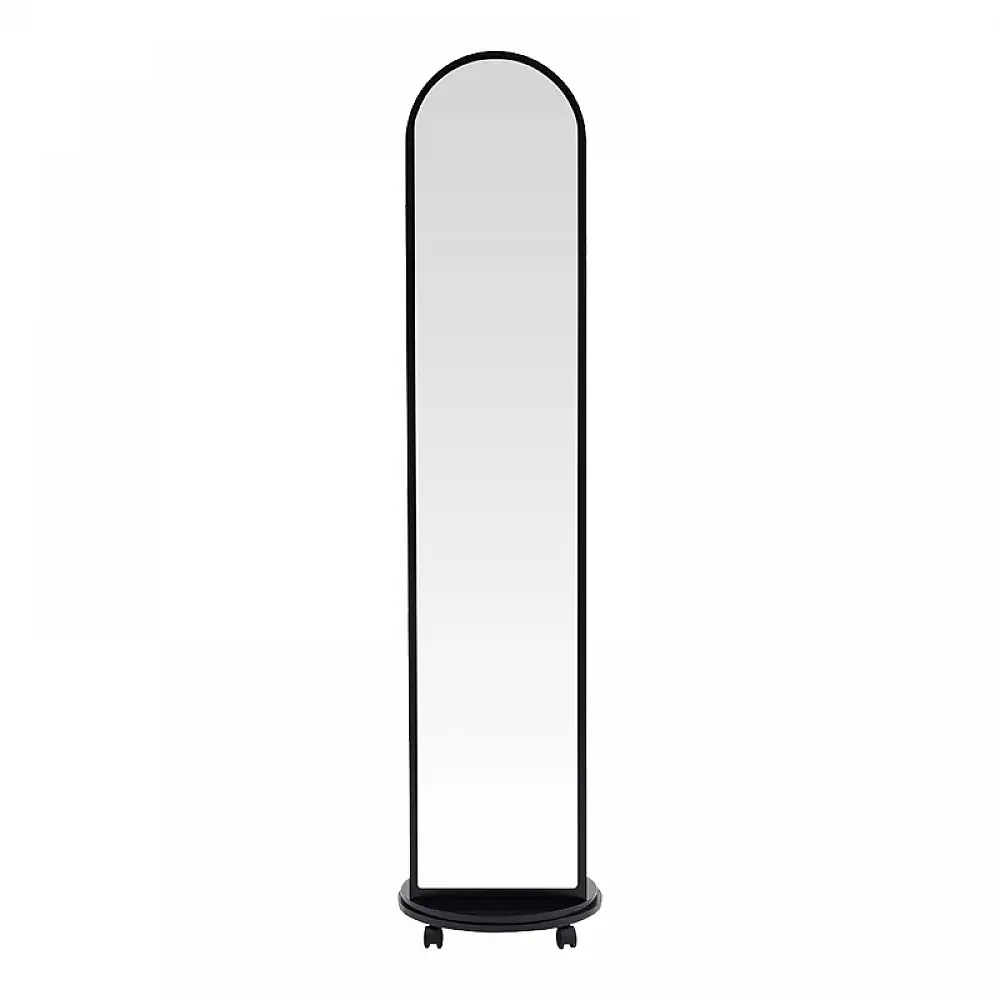 Καθρέπτης τροχήλατος Espero pakoworld mdf με ράφια σε μαύρη απόχρωση Φ34x170εκ