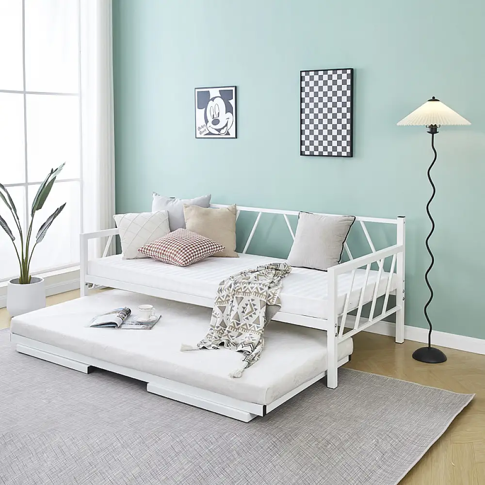 Κρεβάτι-Καναπές Remmie pakoworld μέταλλο λευκό 90x190εκ