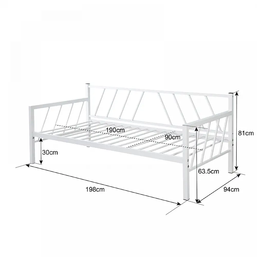Κρεβάτι-Καναπές Remmie pakoworld μέταλλο λευκό 90x190εκ