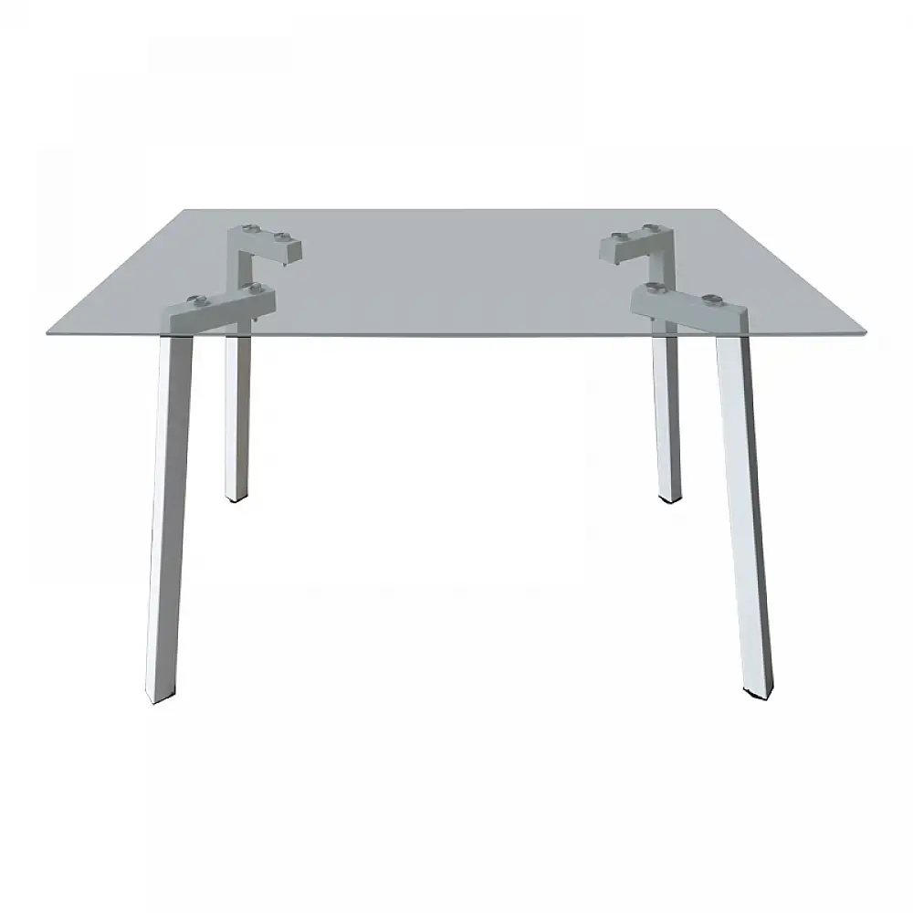 Τραπέζι Titta pakoworld γυάλινη επιφάνεια με λευκά μεταλλικά πόδια 120x70x75εκ