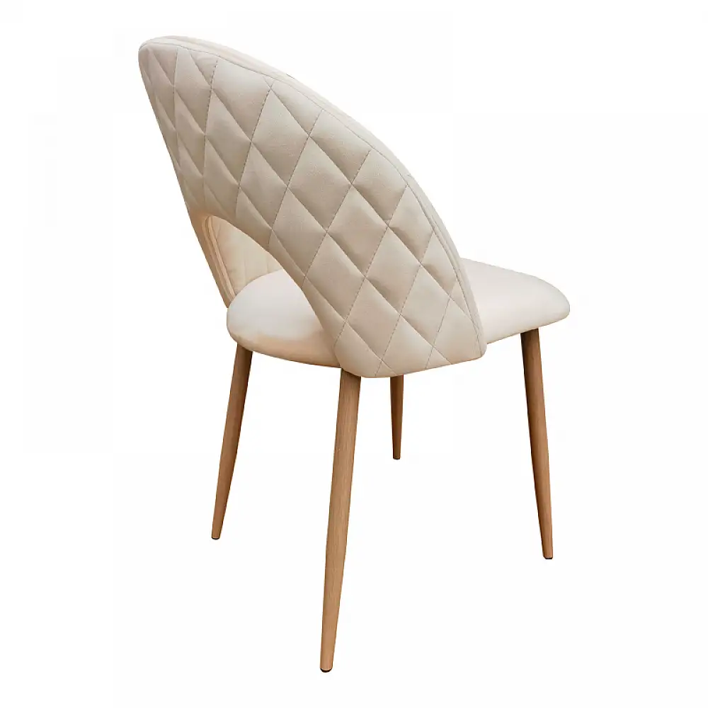 Καρέκλα Lovingo pakoworld βελούδο μπεζ με μεταλλικά πόδια σε φυσική απόχρωση 50x47x85.5εκ | 2 τμχ