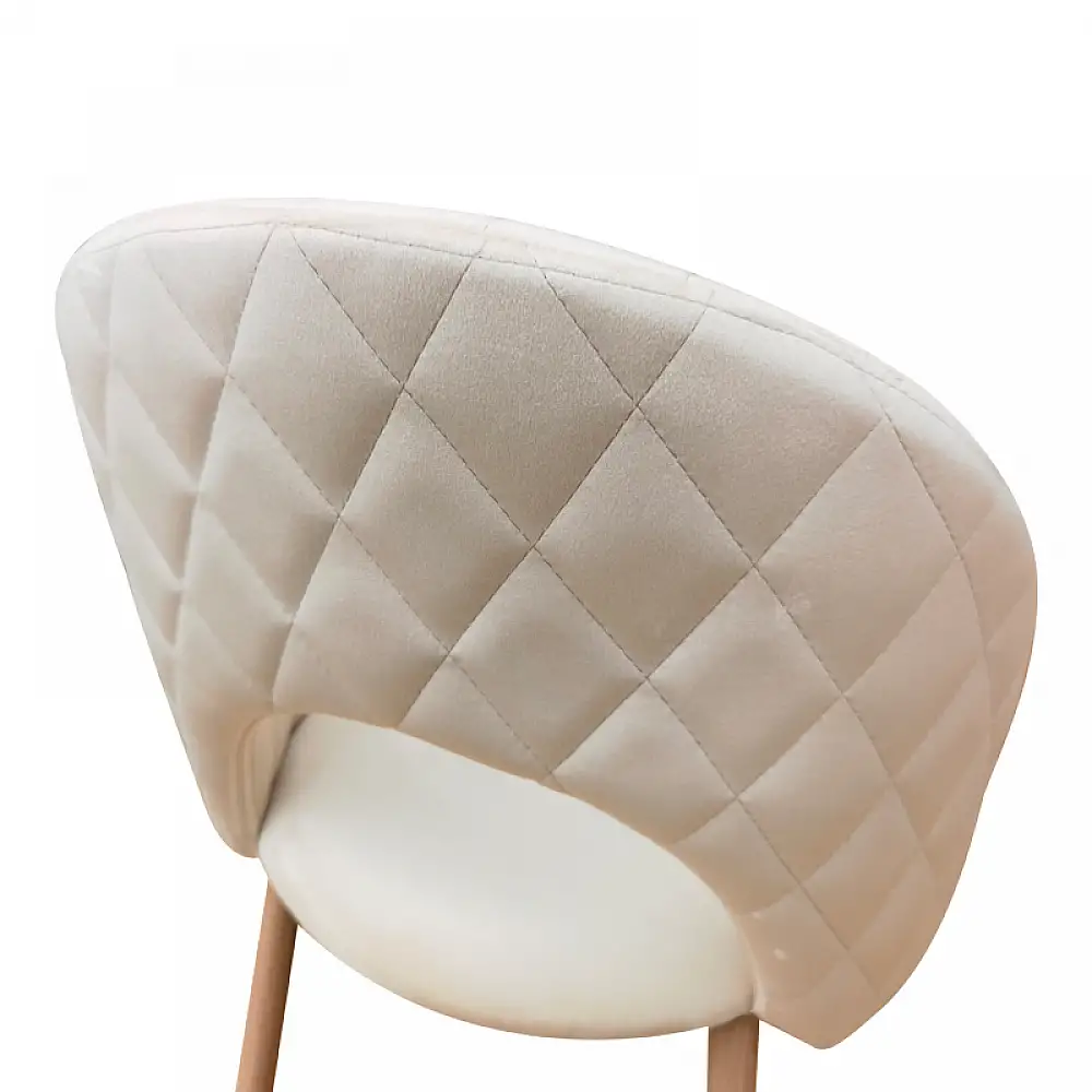 Καρέκλα Lovingo pakoworld βελούδο μπεζ με μεταλλικά πόδια σε φυσική απόχρωση 50x47x85.5εκ | 2 τμχ