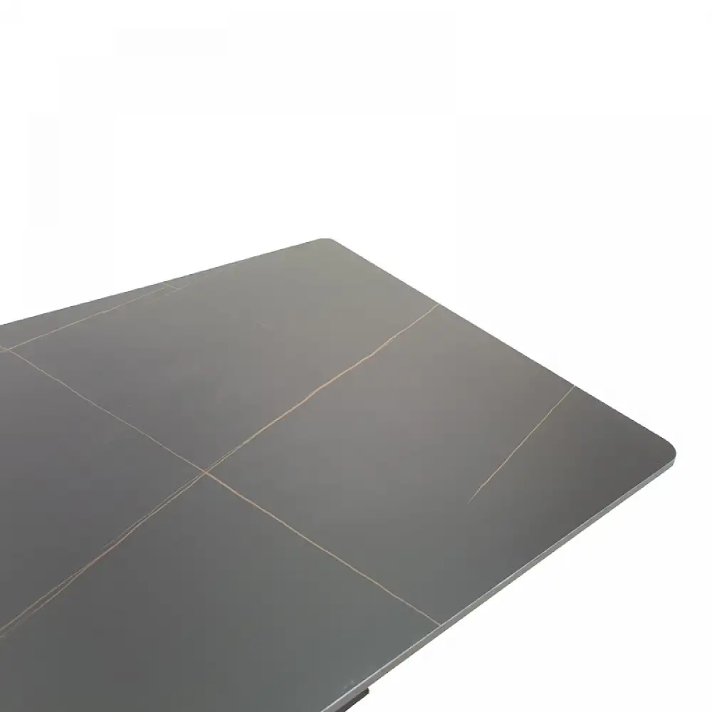 Τραπέζι Bethan pakoworld sintered stone-μέταλλο μαύρο μαρμάρου-μαύρο 160x80x75εκ