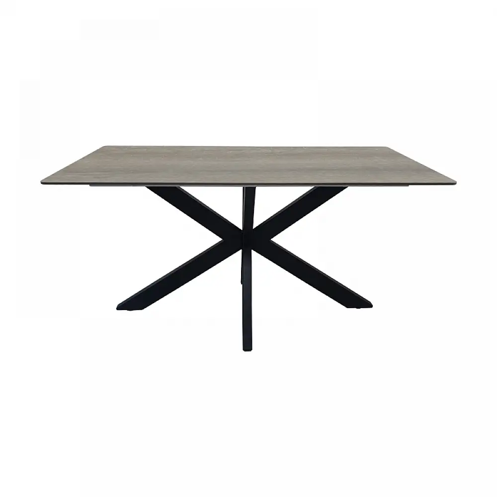 Τραπέζι Bethan pakoworld sonoma με γκρι mdf και μαύρο μέταλλο 160x80x75εκ