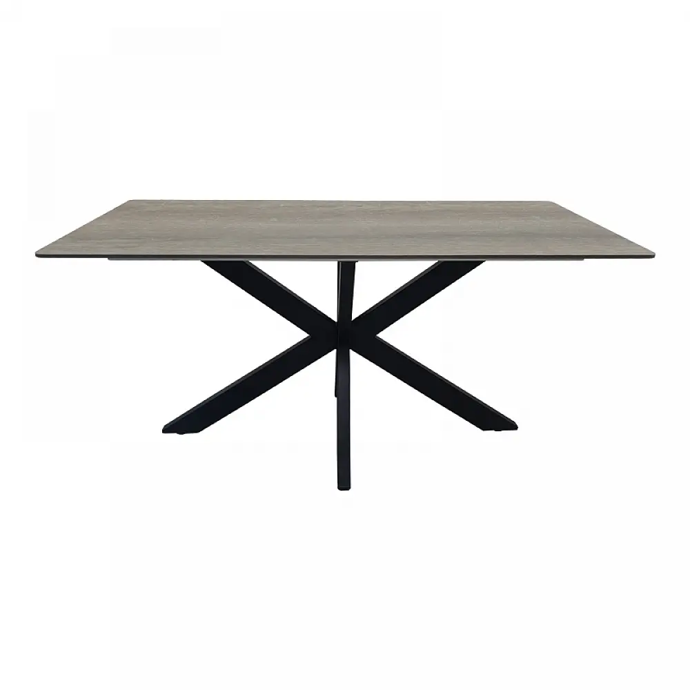Τραπέζι Bethan pakoworld sonoma με γκρι mdf και μαύρο μέταλλο 180x90x75εκ