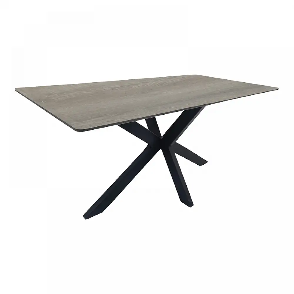 Τραπέζι Bethan pakoworld sonoma με γκρι mdf και μαύρο μέταλλο 180x90x75εκ