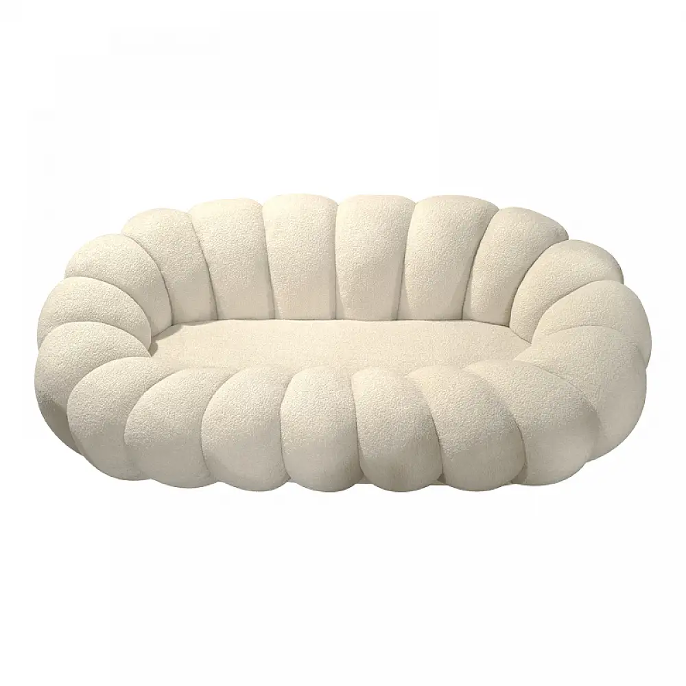 Καναπές Embrace pakoworld μπουκλέ ύφασμα σε μπεζ απόχρωση 180x105x65εκ