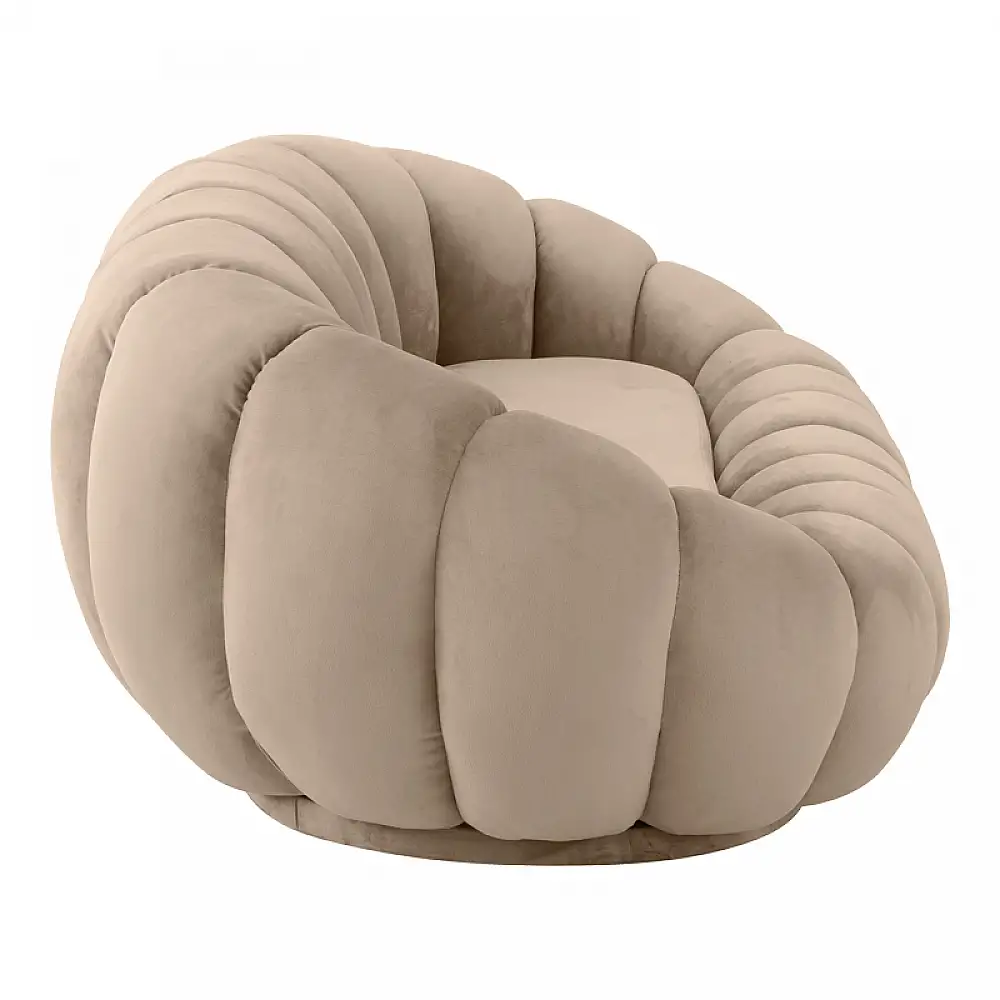 Καναπές Embrace pakoworld βελούδο σε μπεζ  απόχρωση 180x105x65εκ