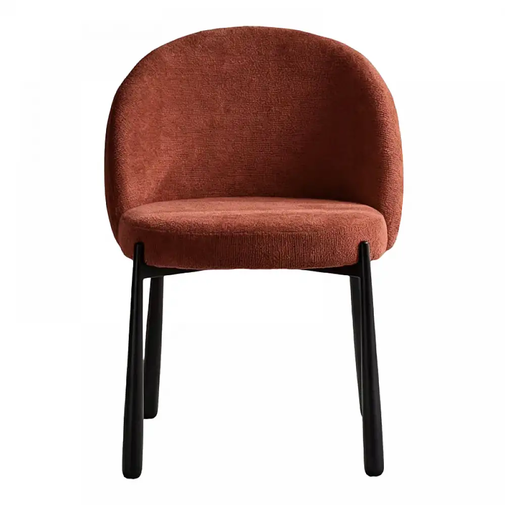 Καρέκλα Denna pakoworld ύφασμα terracotta-μαύρα μεταλλικά πόδια 52x60x85εκ | 2 τμχ