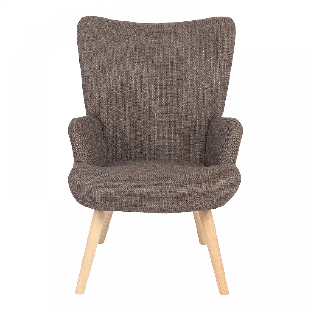 Πολυθρόνα-μπερζέρα Gerlina pakoworld καφέ ύφασμα με πόδι σε φυσική απόχρωση 71x64x94εκ