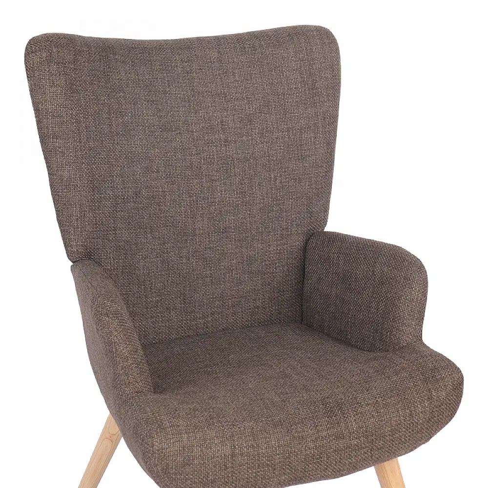 Πολυθρόνα-μπερζέρα Gerlina pakoworld καφέ ύφασμα με πόδι σε φυσική απόχρωση 71x64x94εκ