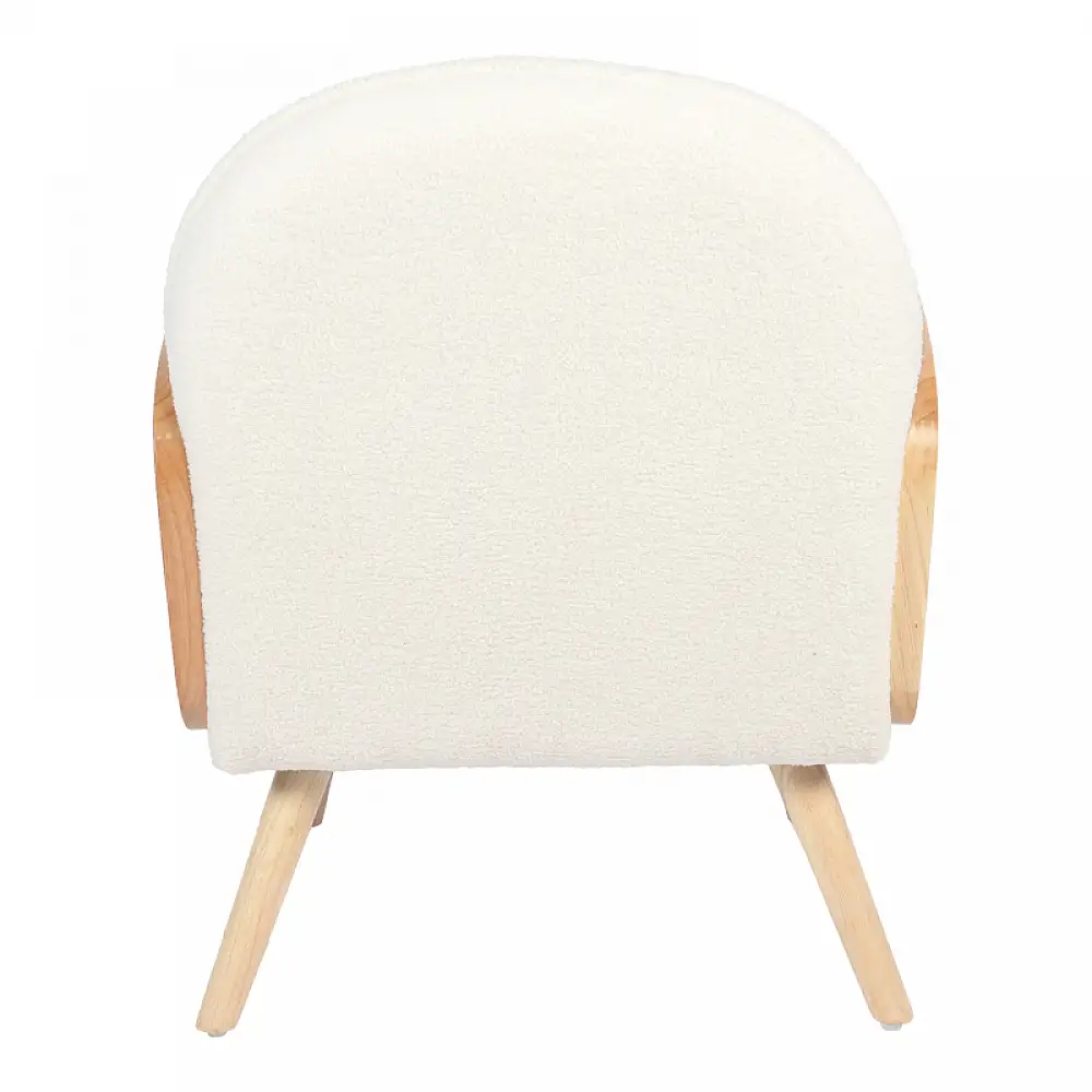 Πολυθρόνα Stedy pakoworld λευκό μπουκλέ ύφασμα με πόδι σε φυσική απόχρωση 78x64x82εκ