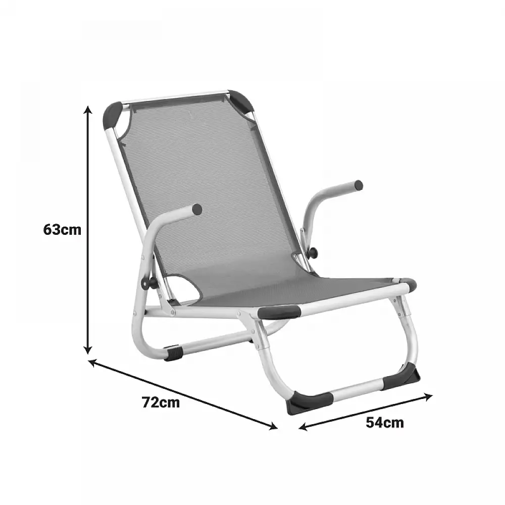 Καρεκλάκι παραλίας Playa pakoworld βαρέως τύπου με ψηλή πλάτη αλουμίνιο-textilene σε μπεζ απόχρωση 54x72x63εκ