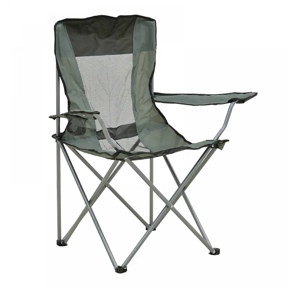 Καρεκλάκι παραλίας-camping Pesca pakoworld μέταλλο-αδιάβροχο ύφασμα σε γκρι απόχρωση 55x55x95εκ