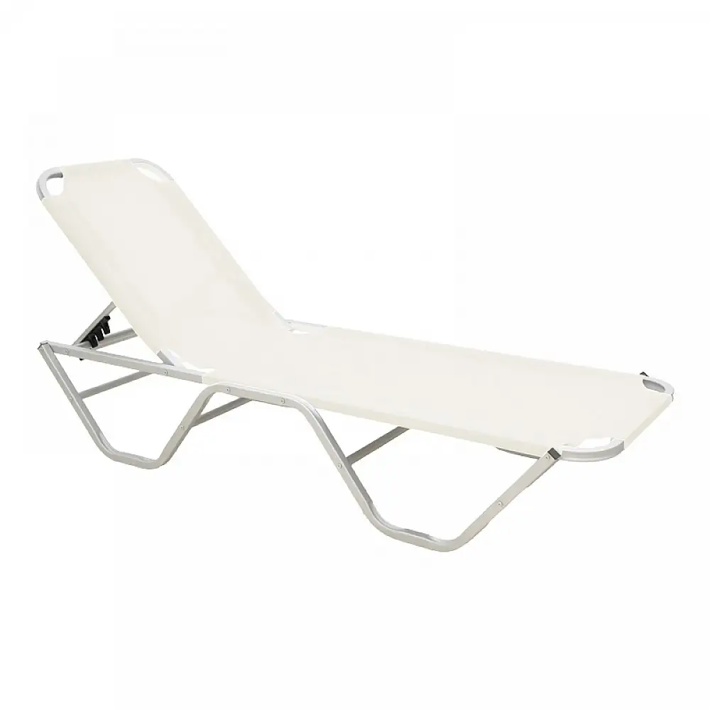 Ξαπλώστρα Dessie pakoworld αλουμίνιου στοιβαζόμενη εκρου 59.5x195x29.5εκ