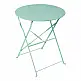 Τραπεζι Bistro pakoworld μεταλλικό αναδιπλούμενο σε μέντα απόχρωση Φ60x71εκ