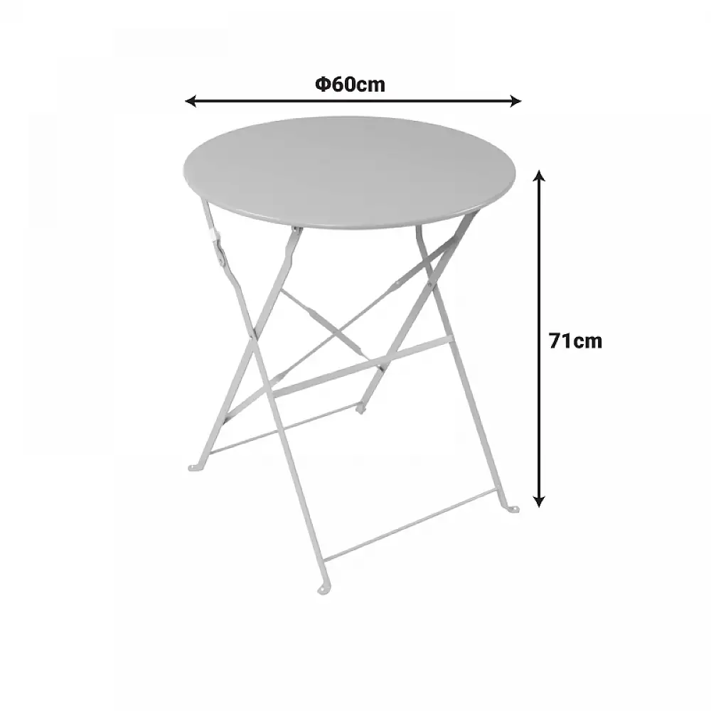 Τραπεζι Bistro pakoworld μεταλλικό αναδιπλούμενο σε λαδι απόχρωση Φ60x71εκ