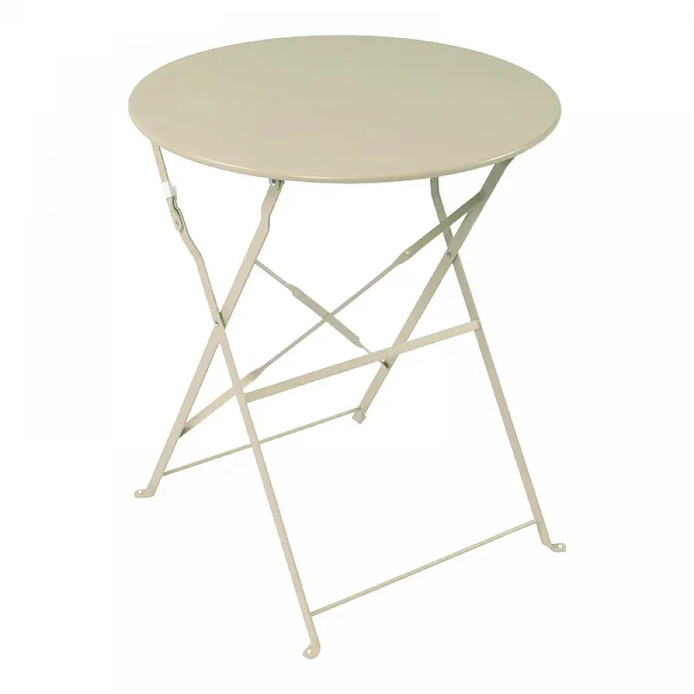 Τραπεζαρία Bistro pakoworld σετ 3τεμ μεταλλική αναδιπλούμενη σε μπεζ απόχρωση Φ60x71εκ