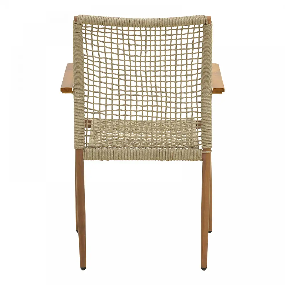 Πολυθρόνα Solana pakoworld στοιβαζόμενη- teak ξύλο- αλουμίνιο σε καφέ-pe σχοινί σε φυσική απόχρωση 56x57x95εκ