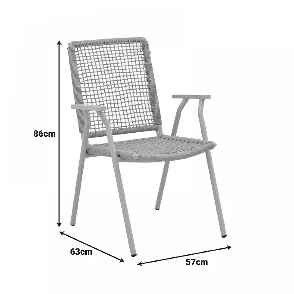 Πολυθρόνα Weave pakoworld στοιβαζόμενη αλουμίνιο-pe σχοινί σε μπεζ απόχρωση 57x63x86εκ