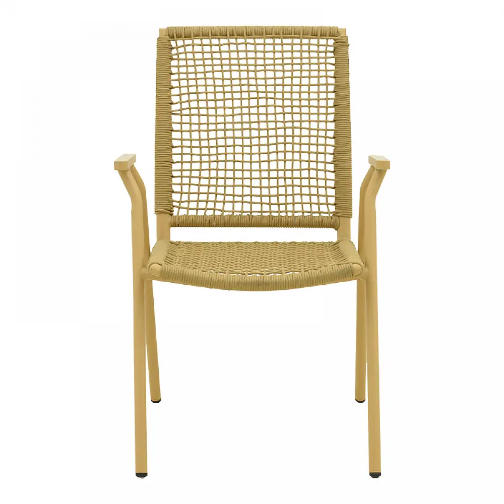 Πολυθρόνα Weave pakoworld στοιβαζόμενη αλουμίνιο-pe σχοινί σε μπεζ απόχρωση 57x63x86εκ