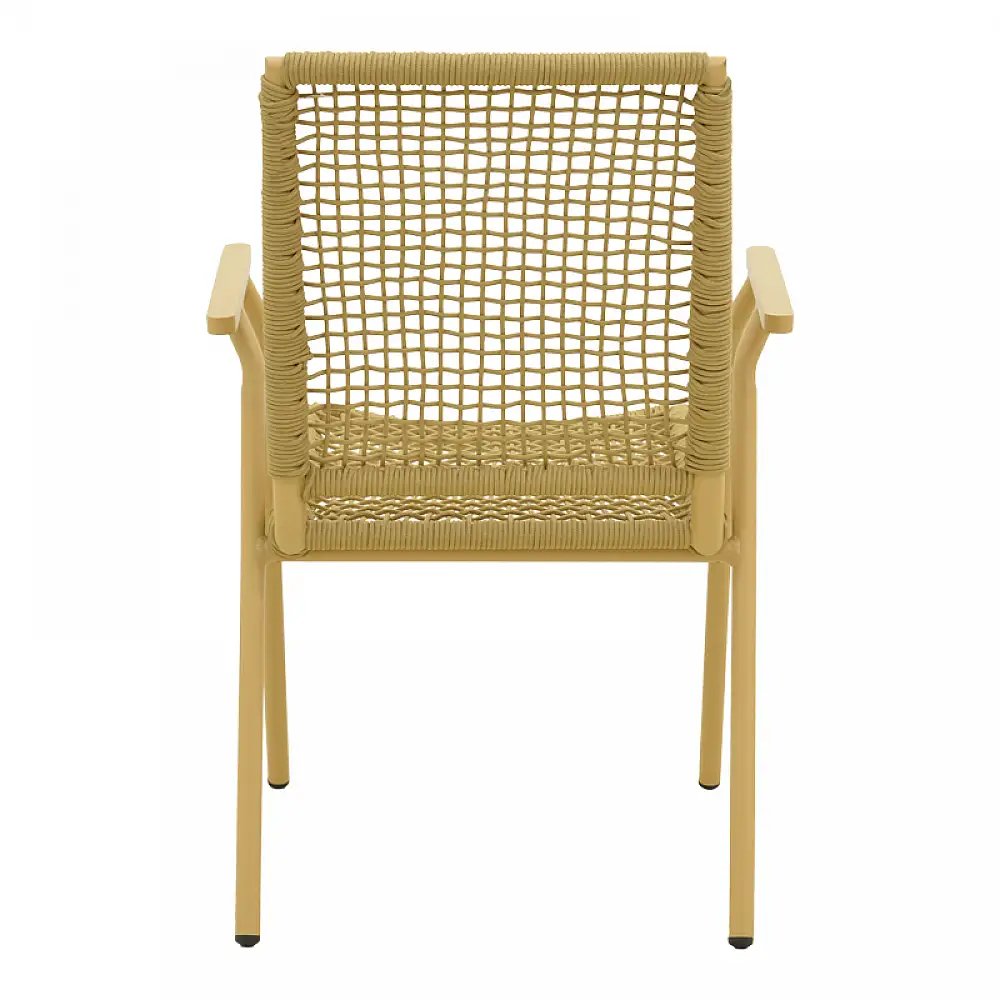 Πολυθρόνα Weave pakoworld στοιβαζόμενη αλουμίνιο-pe σχοινί σε μπεζ απόχρωση 57x63x86εκ